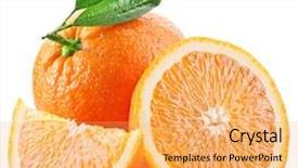  Presentation with maximum - Colorful presentation design enhanced with oranges with slice and orange backdrop and a yellow colored foreground