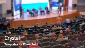  Presentation with conference - PPT theme having oration - image of business conference background and a tawny brown colored foreground