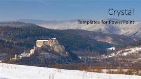  Presentation with castle - PPT theme featuring orava-castle-winter-landscape-orava background and a teal colored foreground