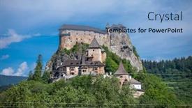  Presentation with castle - Presentation theme featuring orava-famous-castle-in-slovakia background and a light blue colored foreground