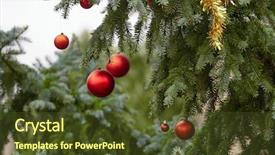  Presentation with events and decoration presentation - Slide deck featuring orb - christmas tree decoration close up background and a tawny brown colored foreground