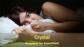  Presentation with insomnia - PPT layouts consisting of orb - young woman in bed eyes background and a tawny brown colored foreground