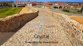  Presentation with bridge - Amazing slide set having orbigo-river-bridge-passo-honroso backdrop and a coral colored foreground