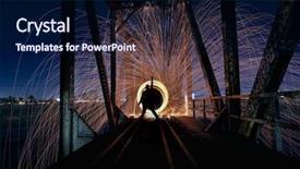  Presentation with lighting - Slide set having orbs - creative light painting with fire background and a navy blue colored foreground