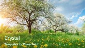  Presentation with earth day - PPT theme featuring orchard location place ukraine europe background and a tawny brown colored foreground