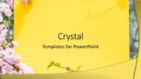  Presentation with notepad blank lined paper - Beautiful PPT theme featuring orchard planting planting designs - paper blank between flowering almond backdrop and a  colored foreground