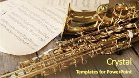  Presentation with orchestra - Beautiful slides featuring orchestra - beautiful golden saxophone with musical backdrop and a tawny brown colored foreground