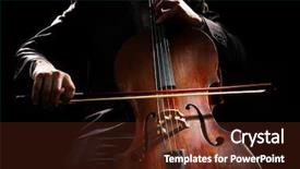  Presentation with orchestra - Cool new PPT theme with orchestra - man playing on cello backdrop and a tawny brown colored foreground