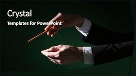  Presentation with orchestra conductor - Presentation theme consisting of orchestra - music conductor directing with baton background and a black colored foreground