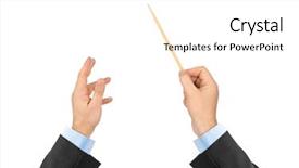  Presentation with orchestra conductor - Beautiful presentation design featuring orchestra - music conductor hands isolated backdrop and a white colored foreground