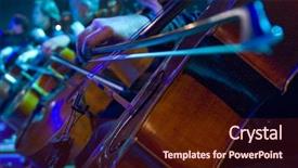  Presentation with symphony - PPT theme featuring orchestra - night at the symphony concert background and a tawny brown colored foreground