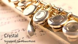  Presentation with music notes - Theme having orchestra - silver flute on music notes background and a coral colored foreground