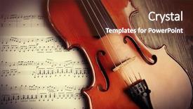  Presentation with music violin and piano - Presentation design featuring orchestra - violin and musical notes background and a tawny brown colored foreground
