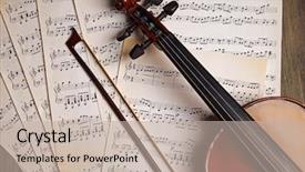  Presentation with music - Slide deck enhanced with orchestra - violin neck on music papers background and a mint green colored foreground