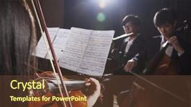  Presentation with orchestra - Audience pleasing slide deck consisting of orchestra - violinist and other musicians playing backdrop and a tawny brown colored foreground