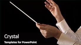  Presentation with director - Audience pleasing presentation consisting of orchestra conductor hands baton music backdrop and a black colored foreground