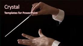  Presentation with music conductor hands baton - PPT theme consisting of orchestra conductor hands baton music background and a wine colored foreground