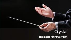  Presentation with orchestra conductor - Beautiful theme featuring orchestra conductor hands on black backdrop and a dark gray colored foreground