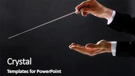  Presentation with orchestra conductor - Audience pleasing theme consisting of orchestra conductor hands on dark backdrop and a black colored foreground