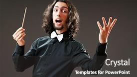  Presentation with conductor - Cool new presentation with orchestra leadership - funny conductor against dark background backdrop and a  colored foreground