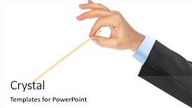  Presentation with conductor - Slide set enhanced with orchestra leadership - music conductor hand isolated background and a  colored foreground