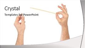  Presentation with conductor - Colorful slides enhanced with orchestra leadership - music conductor hands isolated backdrop and a  colored foreground