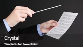  Presentation with music conductor hands baton - Amazing slide set having orchestra leadership - music conductor hands with baton backdrop and a  colored foreground