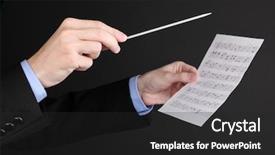  Presentation with orchestra conductor - Beautiful slide set featuring orchestra leadership - music conductor hands with baton backdrop and a  colored foreground