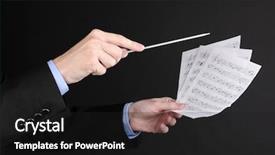  Presentation with music conductor hands baton - Presentation theme featuring orchestra leadership - music conductor hands with baton background and a  colored foreground