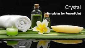  Presentation with stem - Presentation theme featuring orchid and massage oil soap towel with set of plant stem background and a black colored foreground
