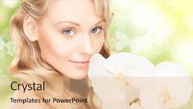  Presentation with live flower - Colorful slides enhanced with funny picture of plump man on background businessman doing selfie backdrop and a soft green colored foreground