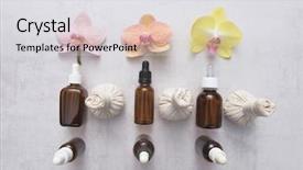 Presentation with beautiful orchid flowers - PPT theme featuring orchid flowers and herbal ball background and a light gray colored foreground