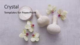  Presentation with beautiful orchid flowers - Presentation with orchid flowers and herbal ball background and a light gray colored foreground