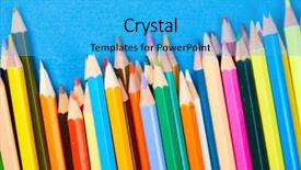 Presentation with color pencils - Cool new presentation theme with ordeliness - color pencils on blue background backdrop and a  colored foreground