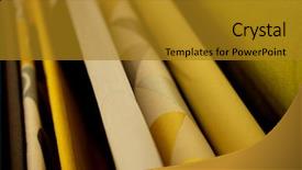  Presentation with fabrics - Presentation theme consisting of ordeliness - sale colorful fabrics background and a gold colored foreground