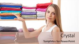  Presentation with near furnace creek in death - Cool new slide set with ordeliness - young caucasian woman standing near backdrop and a  colored foreground