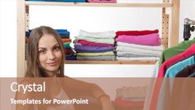  Presentation with business woman standing on maze - Colorful slide deck enhanced with ordeliness - young caucasian woman standing near backdrop and a coral colored foreground