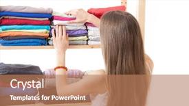  Presentation with business woman standing on maze - Amazing PPT theme having ordeliness - young caucasian woman standing near backdrop and a  colored foreground