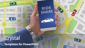  Presentation with sharing - Slide set consisting of ride sharing - concept of car ordering online background and a ocean colored foreground