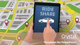  Presentation with sharing - Cool new PPT theme with ride sharing - concept of car ordering online backdrop and a coral colored foreground