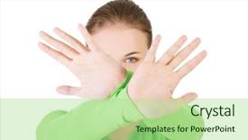  Presentation with stop - Slide set consisting of order entry - hold on stop gesture showed background and a mint green colored foreground