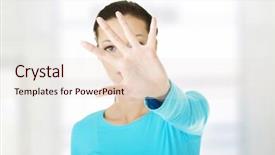  Presentation with hold hand - Audience pleasing slide set consisting of order entry - hold on stop gesture showed backdrop and a  colored foreground