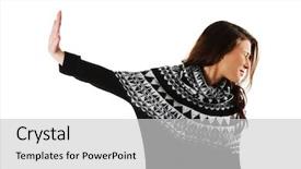  Presentation with hold hand - Colorful PPT theme enhanced with order entry - hold on stop gesture showed backdrop and a light gray colored foreground