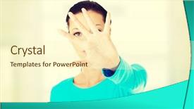  Presentation with automobile driver hand hold steering - Slide set enhanced with order entry - hold on stop gesture showed background and a  colored foreground