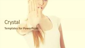  Presentation with hold hand - Slides featuring order entry - hold on stop gesture showed background and a  colored foreground