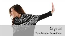  Presentation with hold hand - Slide deck with order entry - hold on stop gesture showed background and a light gray colored foreground