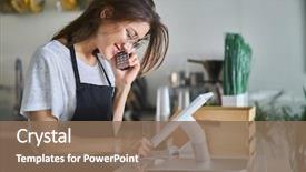  Presentation with order - PPT theme with order on phone in restaurant background and a violet colored foreground