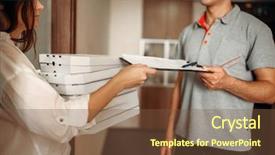  Presentation with pizza delivery - Presentation design consisting of order on pizza from delivery background and a  colored foreground