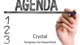  Presentation with agenda - PPT theme having order operations - hand with marker writing background and a white colored foreground