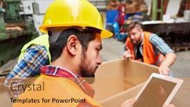  Presentation with dispatch - Beautiful PPT theme featuring order-picker-checks-the-order backdrop and a yellow colored foreground